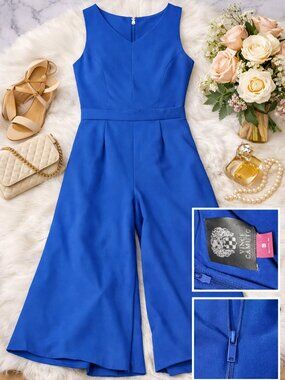 Vince Camuto Royal Blue Sleeveless Wide‑Leg Jumpsuit | Size 8